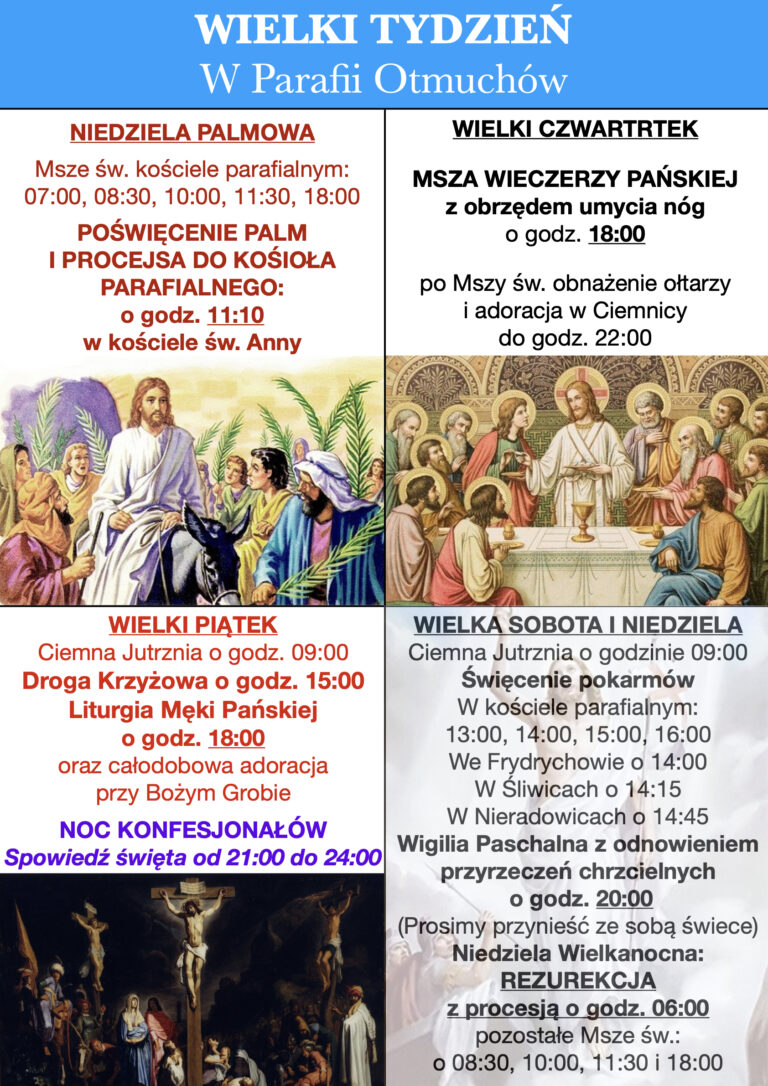 Wielki Tydzień w Parafii Otmuchów – PLAN
