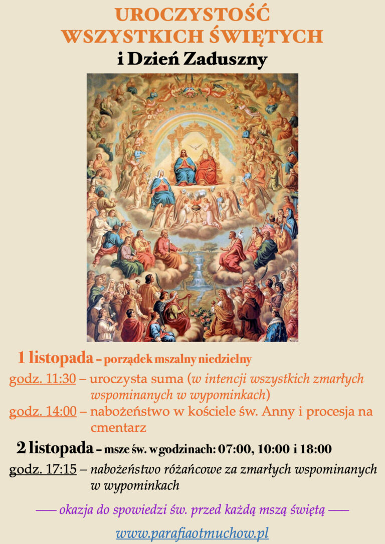Uroczystość Wszystkich Świętych i Dzień Zaduszny 2024