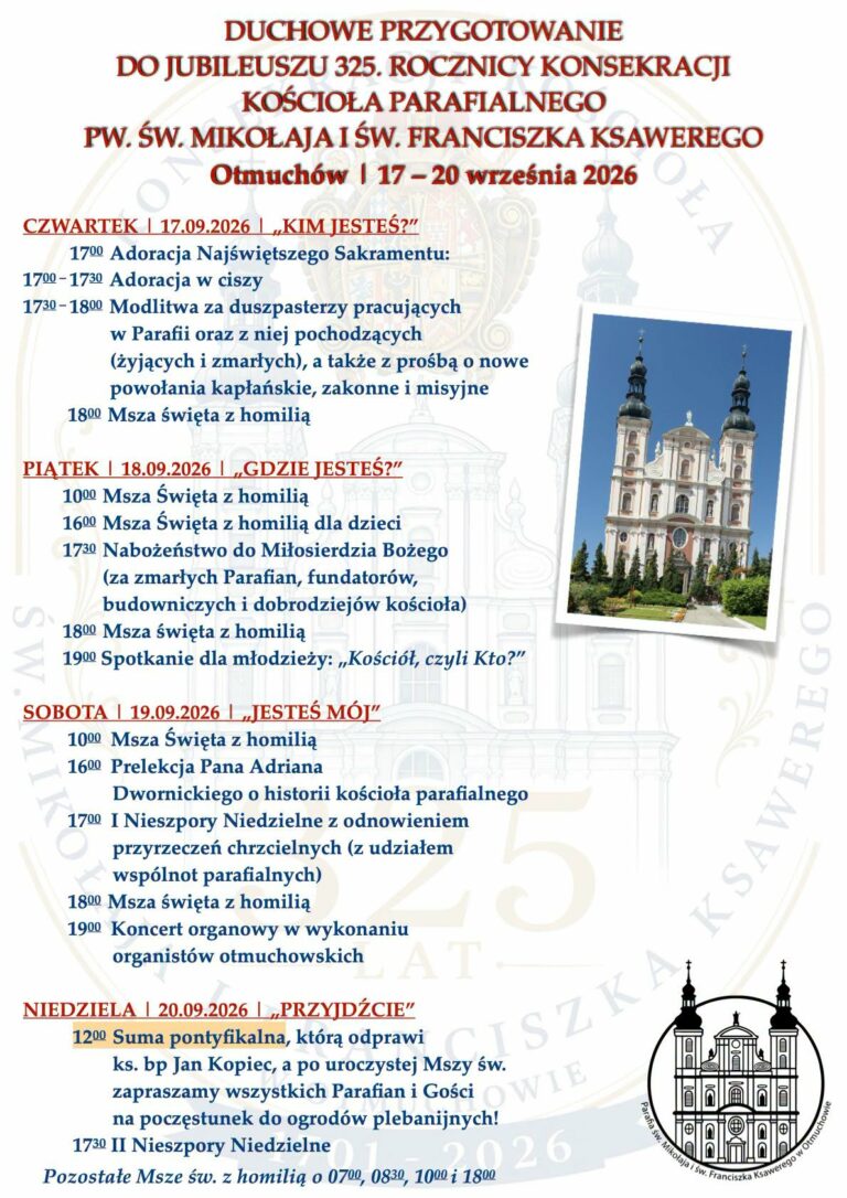 OBCHODY JUBILEUSZU 325. ROCZNICY KONSEKRACJI KOŚCIOŁA PARAFIALNEGO